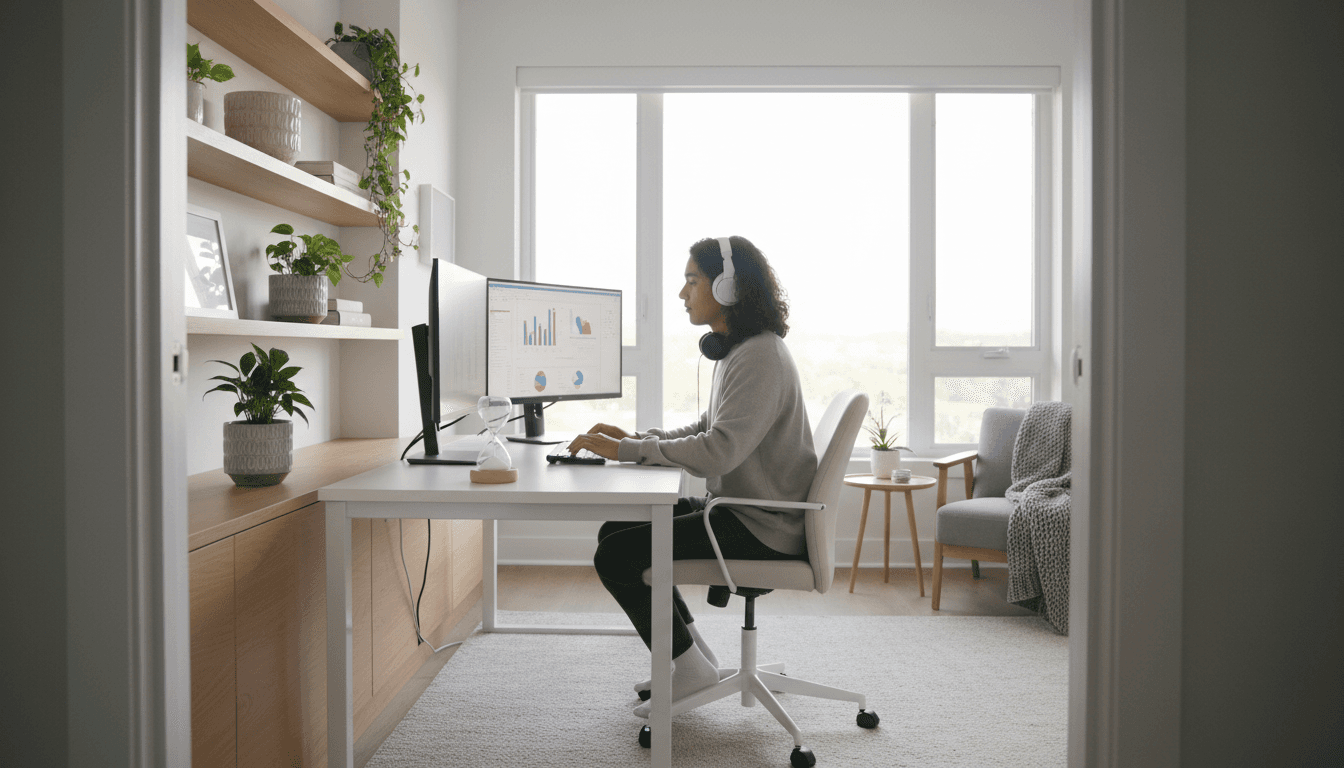 Modern home office space with sustainable design and innovative products